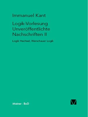 cover image of Logik-Vorlesung. Unveröffentlichte Nachschriften II
